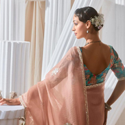 Graceful Embroidered & Embellished Saree with Printed Blouse Elegant Ethnic Ensemble - Buy