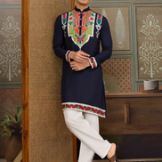 Classic Multicolor Embroidered Kurta Pyjama for Men Graceful Look for Every Occasion - Buy