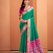 Traditional Patola Silk Saree with Woven Pallu & Designer Border Perfect for Festive Occasions - Buy