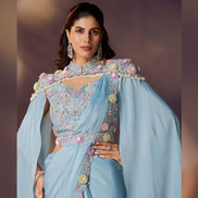 Sky Blue Pre Stitched Saree for Bridesmaid