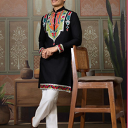 Classic Multicolor Embroidered Kurta Pyjama for Men Graceful Look for Every Occasion - Buy