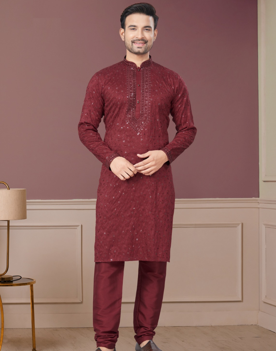 Shimmer in Style Kurta Pajama for Men with Sequin Embellishments Festive Ready - Buy