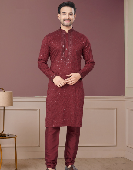 Shimmer in Style Kurta Pajama for Men with Sequin Embellishments Festive Ready - Buy