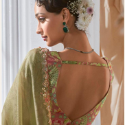 Stylish Lace Saree with Intricate Embroidery and Printed Blouse Bold & Beautiful - Buy