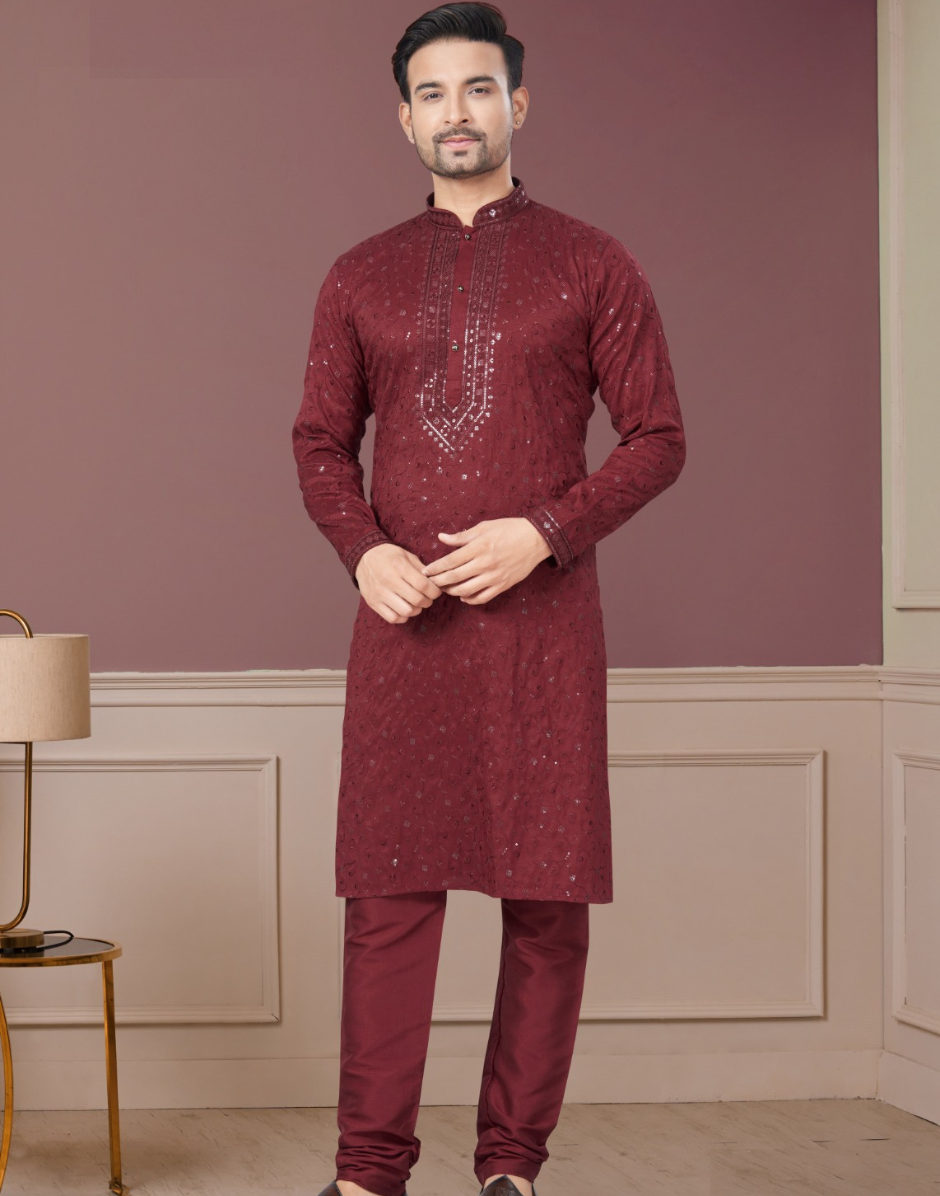 Shimmer in Style Kurta Pajama for Men with Sequin Embellishments Festive Ready - Buy