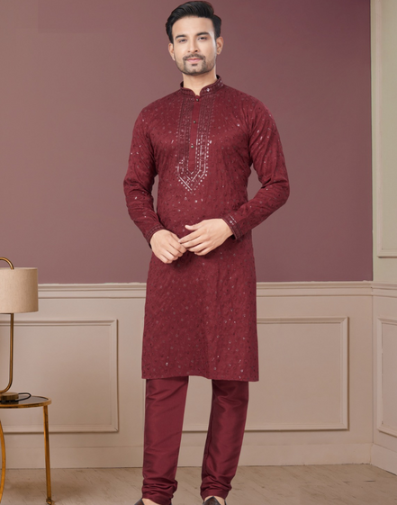 Shimmer in Style Kurta Pajama for Men with Sequin Embellishments Festive Ready - Buy