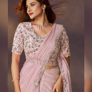 Light Pink Pre Stitched Saree for Reception