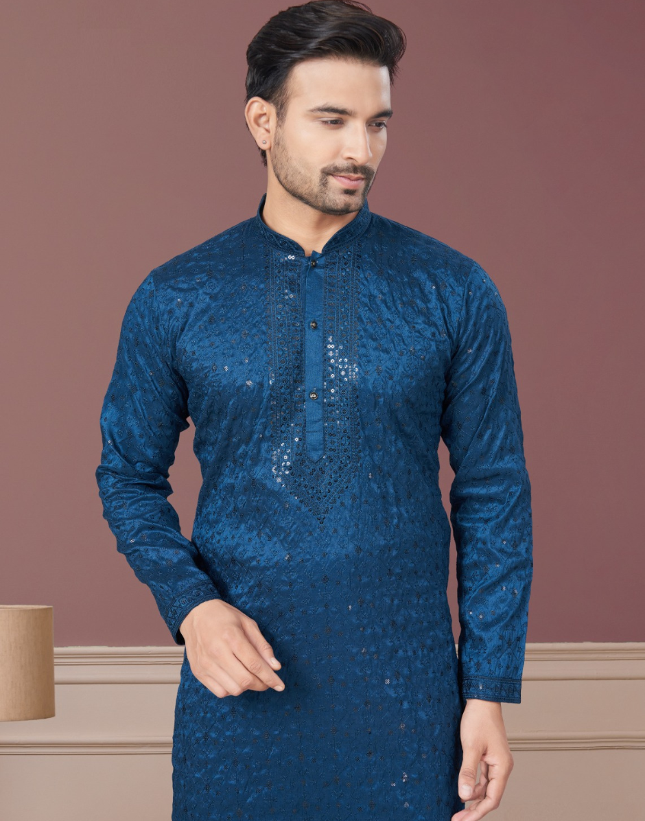 Shimmer in Style Kurta Pajama for Men with Sequin Embellishments Festive Ready - Buy
