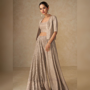 Beige Co-ord Set with Jacket for Wedding Guest
