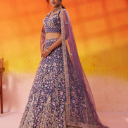 Premium Net Fabric Sequins Embroidery Lehenga & Blouse with Dupatta - Buy
