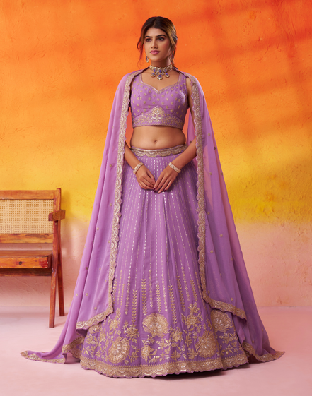 Royal Tissue Silk Lehenga Choli with Luxe Sequin Embroidery & Dupatta - Buy