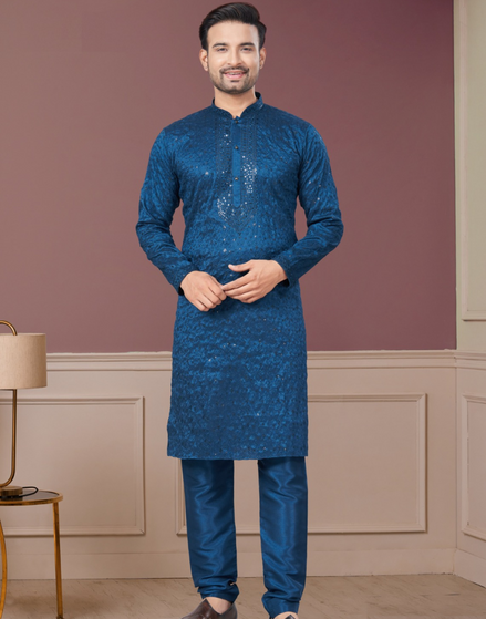 Shimmer in Style Kurta Pajama for Men with Sequin Embellishments Festive Ready - Buy