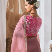 Graceful Embroidered & Embellished Saree with Printed Blouse Elegant Ethnic Ensemble - Buy