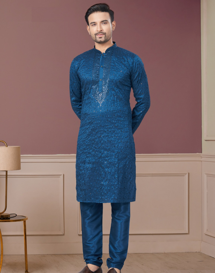 Shimmer in Style Kurta Pajama for Men with Sequin Embellishments Festive Ready - Buy