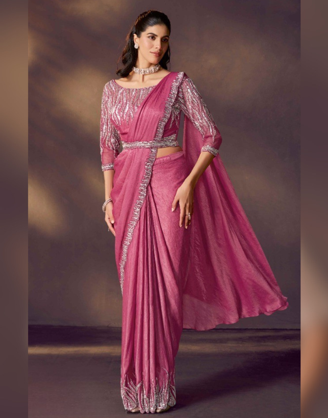 Pink Saree for wedding guest