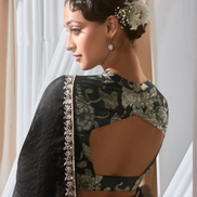 Stylish Lace Saree with Intricate Embroidery and Printed Blouse Bold & Beautiful - Buy