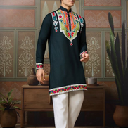 Classic Multicolor Embroidered Kurta Pyjama for Men Graceful Look for Every Occasion - Buy