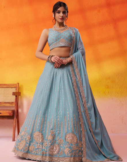 Royal Tissue Silk Lehenga Choli with Luxe Sequin Embroidery & Dupatta - Buy