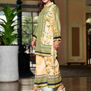 Trendy Beige Printed Satin Co-Ord Stylish Soft Two-Piece Set - Buy