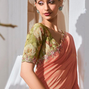 Stylish Lace Saree with Intricate Embroidery and Printed Blouse Bold & Beautiful - Buy