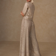 Beige Co-ord Set with Jacket for Wedding Guest