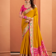 Traditional Patola Silk Saree with Woven Pallu & Designer Border Perfect for Festive Occasions - Buy