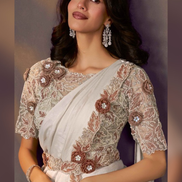 Off White Pre-Stitched Saree for Bridesmaid
