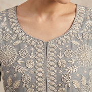 Grey Chiffon Palazzo Suit for Wedding Guest