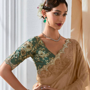 Stylish Lace Saree with Intricate Embroidery and Printed Blouse Bold & Beautiful - Buy
