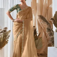Stylish Lace Saree with Intricate Embroidery and Printed Blouse Bold & Beautiful - Buy