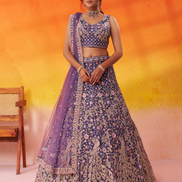 Premium Net Fabric Sequins Embroidery Lehenga & Blouse with Dupatta - Buy