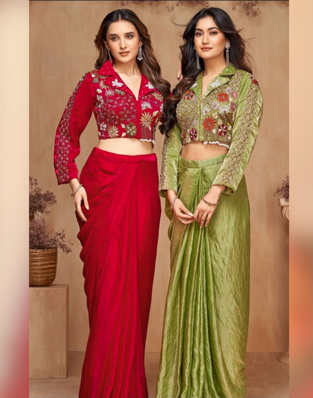 Luxury Satin Silk Co-Ord Set Soft Fancy Fabric with Handcrafted Embroidery Detailing - Buy
