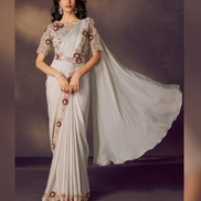 Off White Pre-Stitched Saree for Bridesmaid