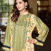 Trendy Beige Printed Satin Co-Ord Stylish Soft Two-Piece Set - Buy