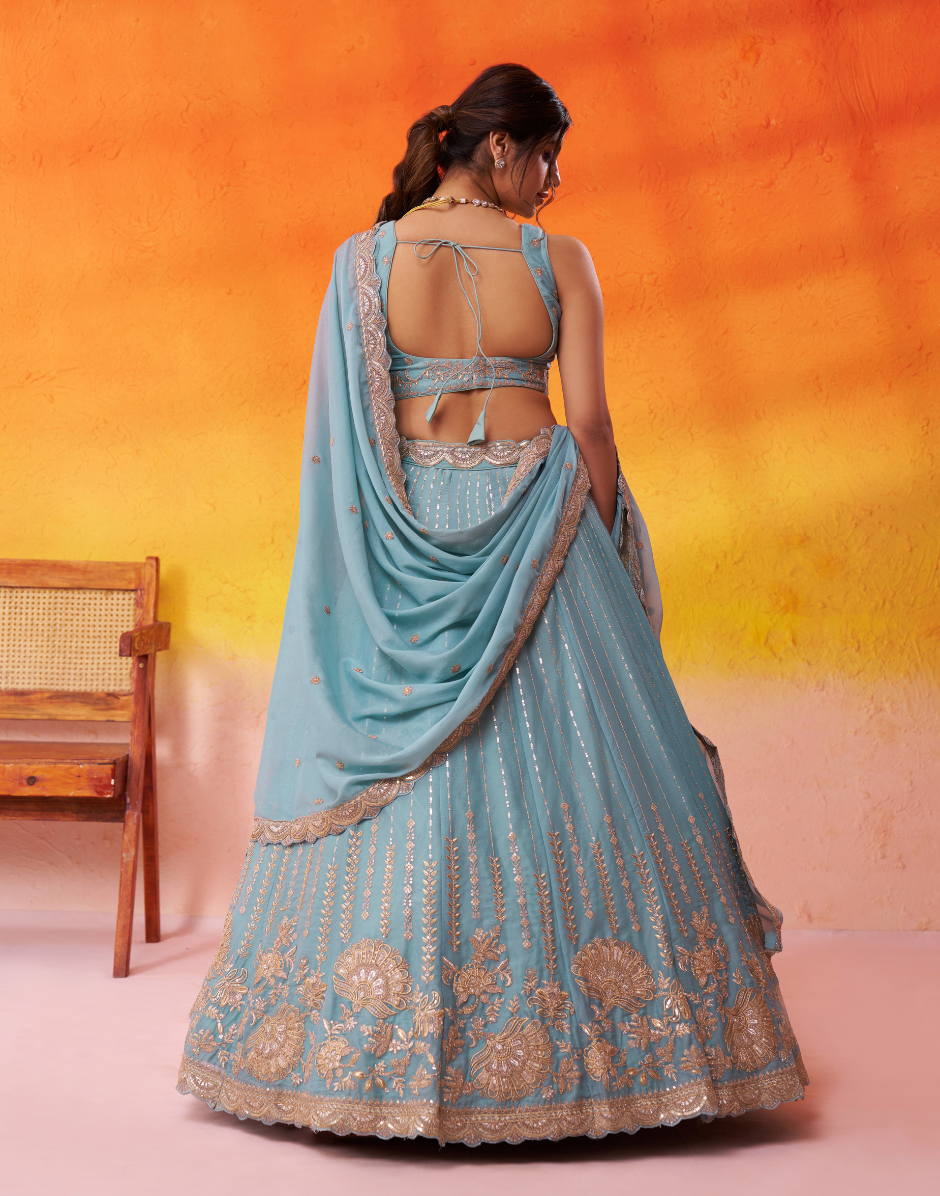 Royal Tissue Silk Lehenga Choli with Luxe Sequin Embroidery & Dupatta - Buy