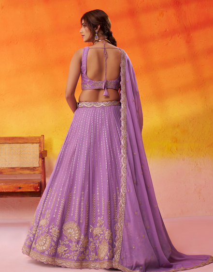 Royal Tissue Silk Lehenga Choli with Luxe Sequin Embroidery & Dupatta - Buy