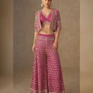 Rani Pink Co-ord Set with Jacket for Sangeet