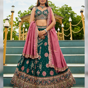 Glam Georgette Lehenga Set with Sequin, Coding & Thread Work with Dupatta - Buy