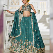 Stunning Chiffon Lehenga Choli with Hand Sequin, Coding, and Thread Work - Buy