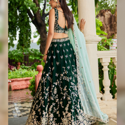 Organza Lehenga Choli with Coding, Sequin & Thread Embroidery Dupatta Included - Buy