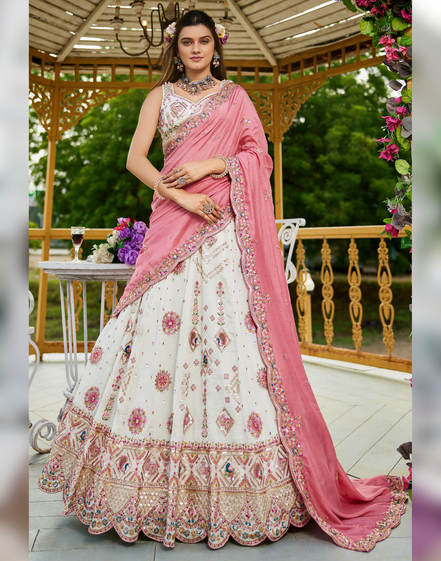 Glam Georgette Lehenga Set with Sequin, Coding & Thread Work with Dupatta - Buy