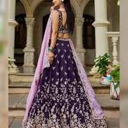 Organza Lehenga Choli with Coding, Sequin & Thread Embroidery Dupatta Included - Buy