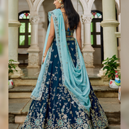 Organza Lehenga Choli with Coding, Sequin & Thread Embroidery Dupatta Included - Buy