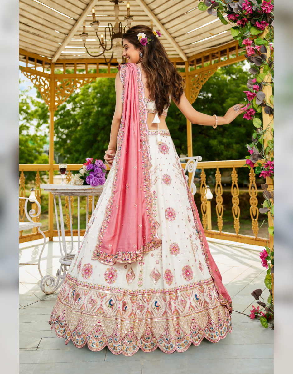 Glam Georgette Lehenga Set with Sequin, Coding & Thread Work with Dupatta - Buy