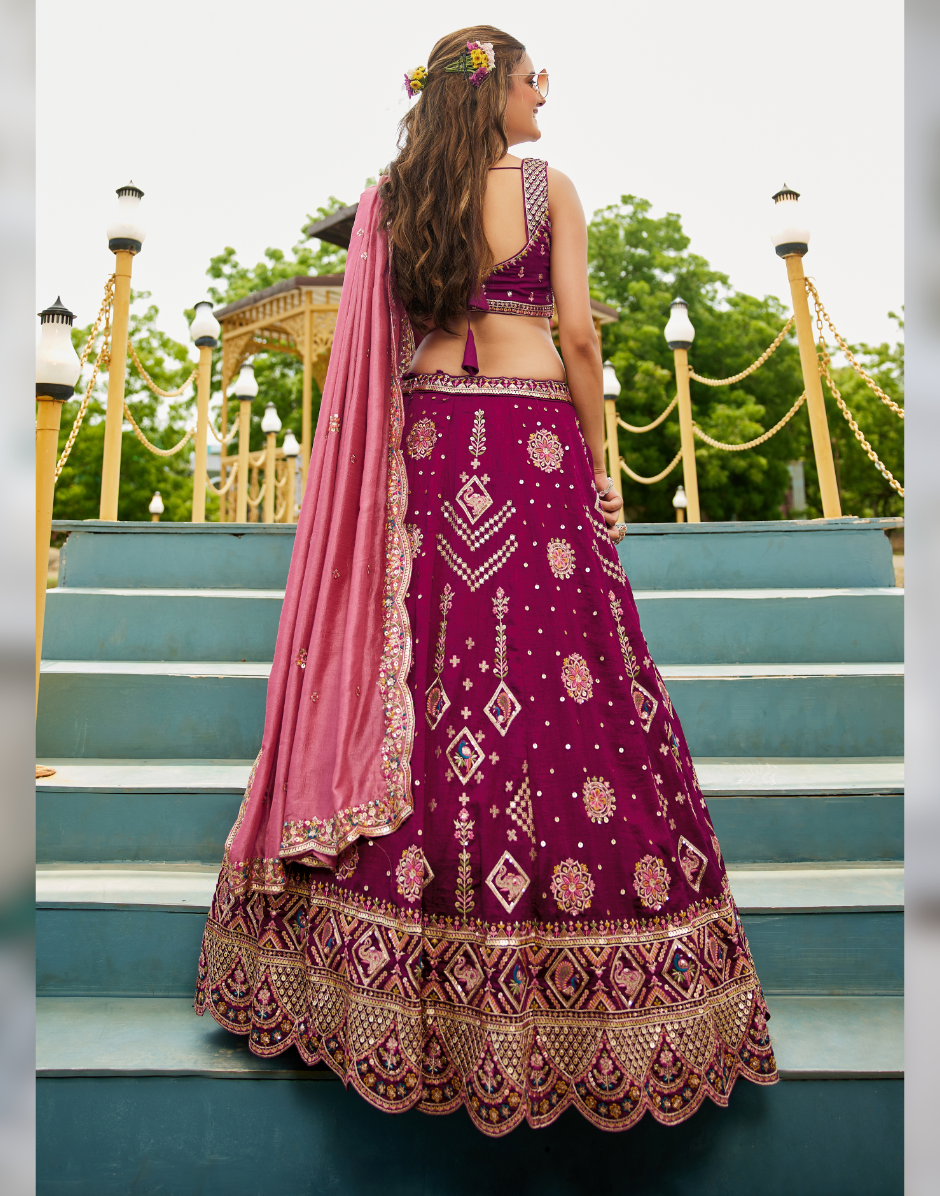 Glam Georgette Lehenga Set with Sequin, Coding & Thread Work with Dupatta - Buy