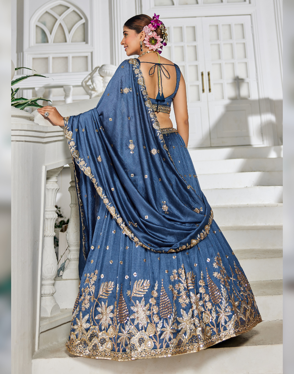 Stunning Chiffon Lehenga Choli with Hand Sequin, Coding, and Thread Work - Buy