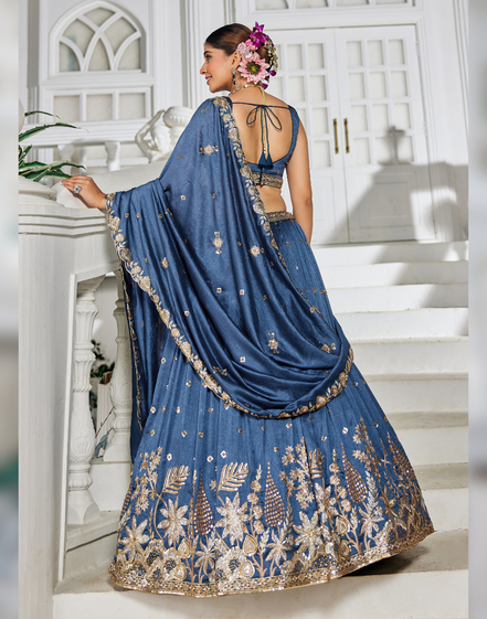 Stunning Chiffon Lehenga Choli with Hand Sequin, Coding, and Thread Work - Buy