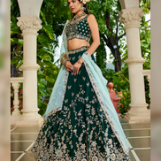 Organza Lehenga Choli with Coding, Sequin & Thread Embroidery Dupatta Included - Buy