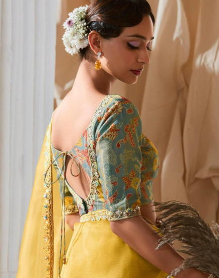 Graceful Embroidered & Embellished Saree with Printed Blouse Elegant Ethnic Ensemble - Buy