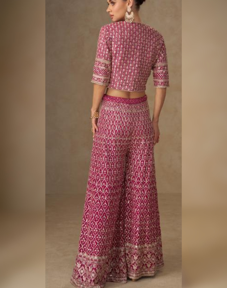 Rani Pink Co-ord Set with Jacket for Sangeet
